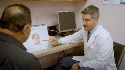 Dr. Fontan consulting with bariatric patient